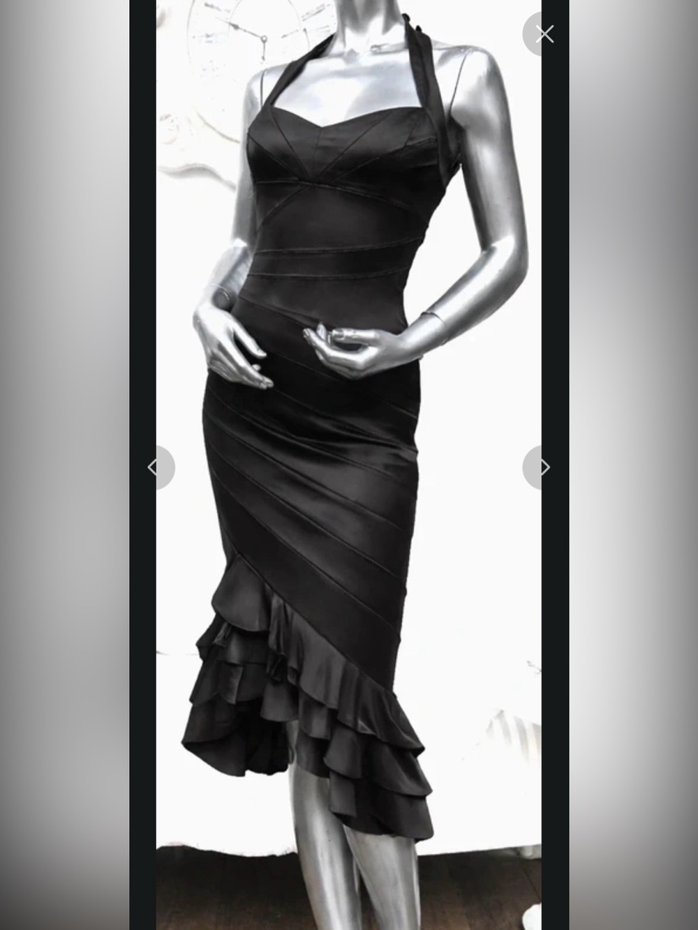 Karen Millen Satin Black Halter Midi Dress